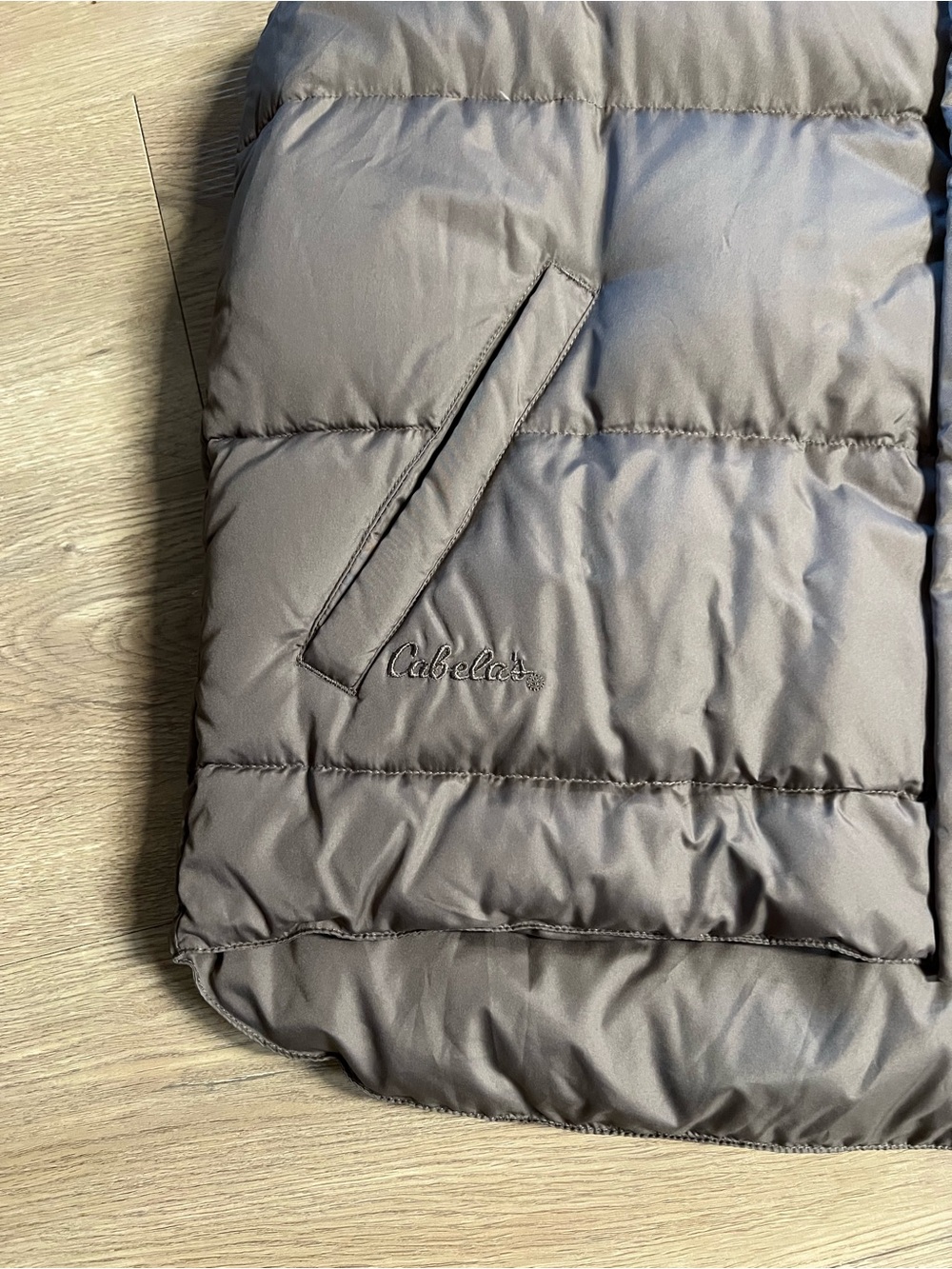 Cabellas Quilted Puffer Vest in Taupe Brown - Picture 2 of 4